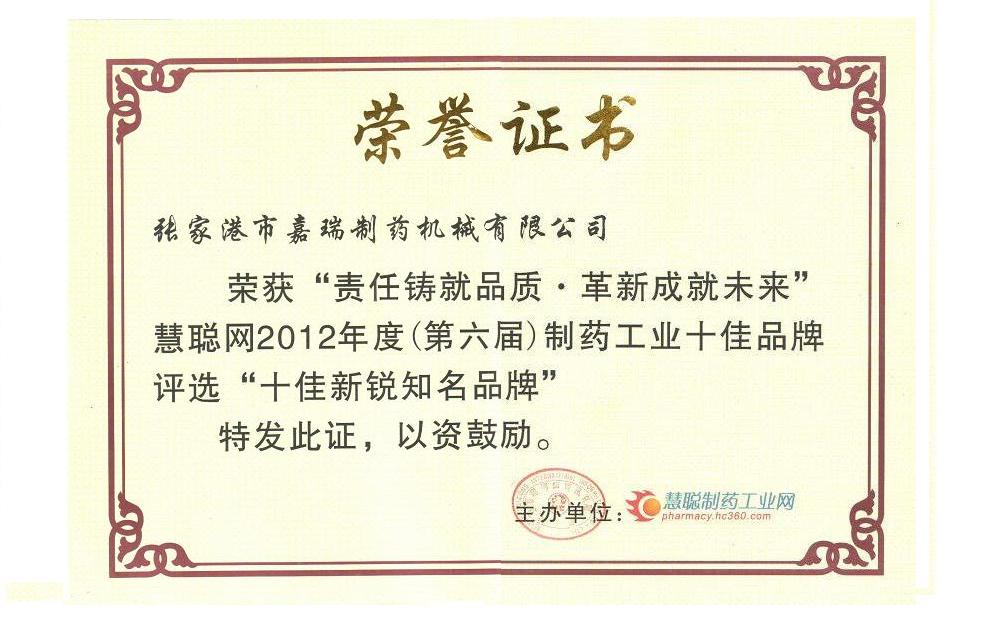 新锐进步证书